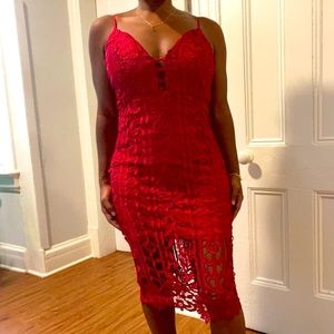 Red Knee length cocktail dress